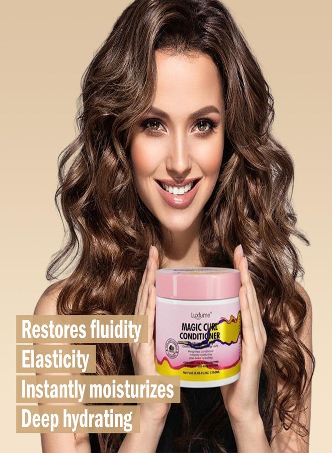 Luxfume Magic Curl Conditioner | Restores Fluidity & Elasticity for Curly Hair | Deeply Hydrates & Moisturizes, Curly Hair Conditioner with Coconut Oil, Shea Butter & Rice Protein, 8.45 oz - Image 3